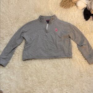 Youth Girls Medium U.S. Polo Assn. Gray and Pink Pullover